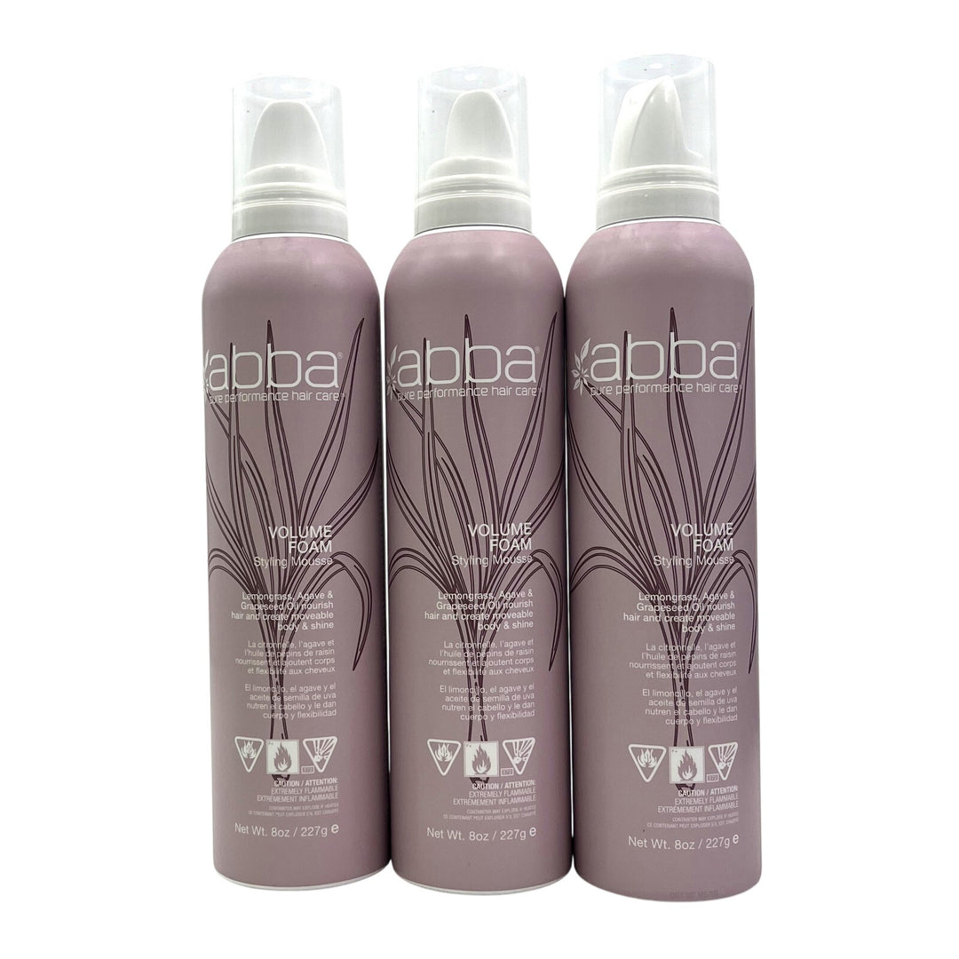 Abba Volume Foam Styling Mousse 8 oz-3 Pack