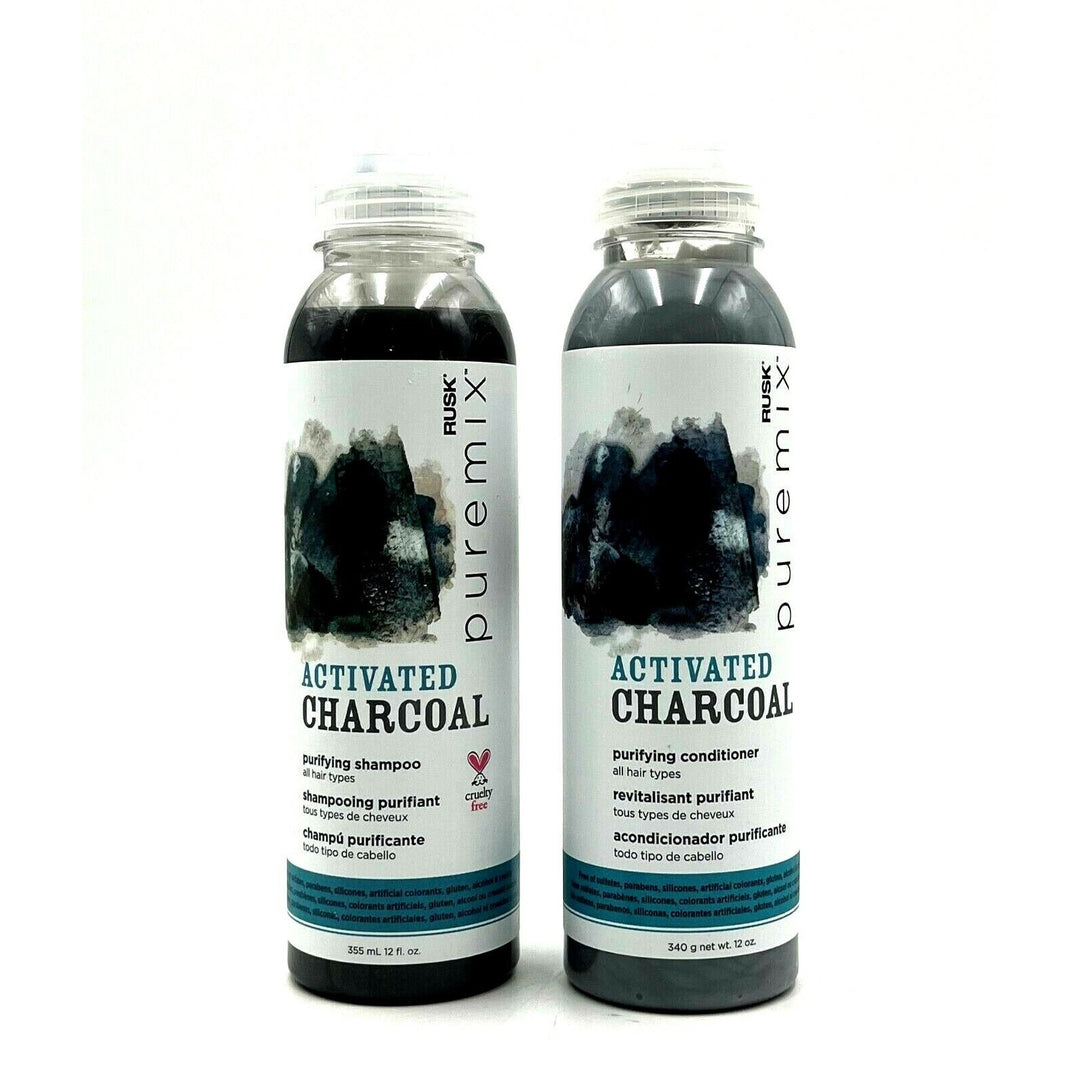 Rusk Puremix Activated Charcoal Purifying Shampoo & Conditioner 12 oz Duo