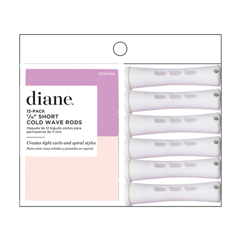 Diane Cold Wave Perm Rods, 12 Pack-F) Short White 7/16"