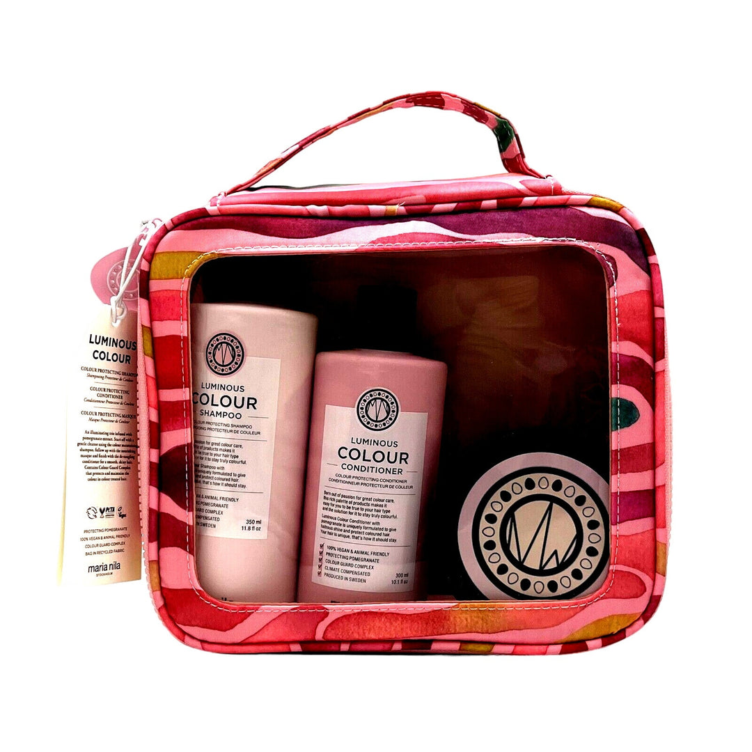 Maria Nila Luminous Colour Gift Kit (Shampoo/Conditioner/Mask/Toiletry Bag)