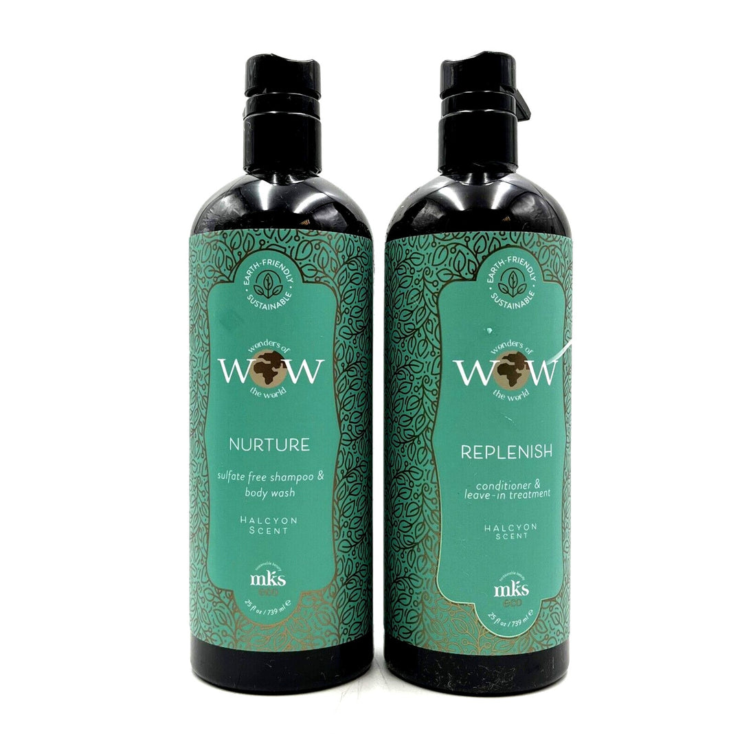 MKS Eco WOW Nurture Shampoo/Body Wash & Conditioner/Leave In Treatment 25 oz