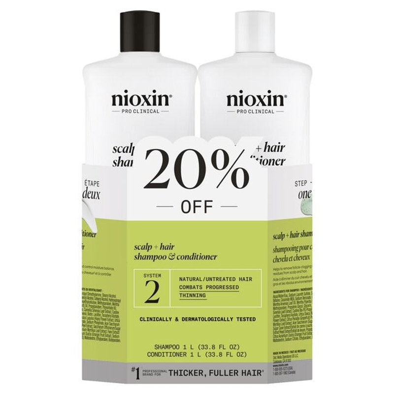 Nioxin  System 2 Cleanser & Scalp Therapy Liter Duo