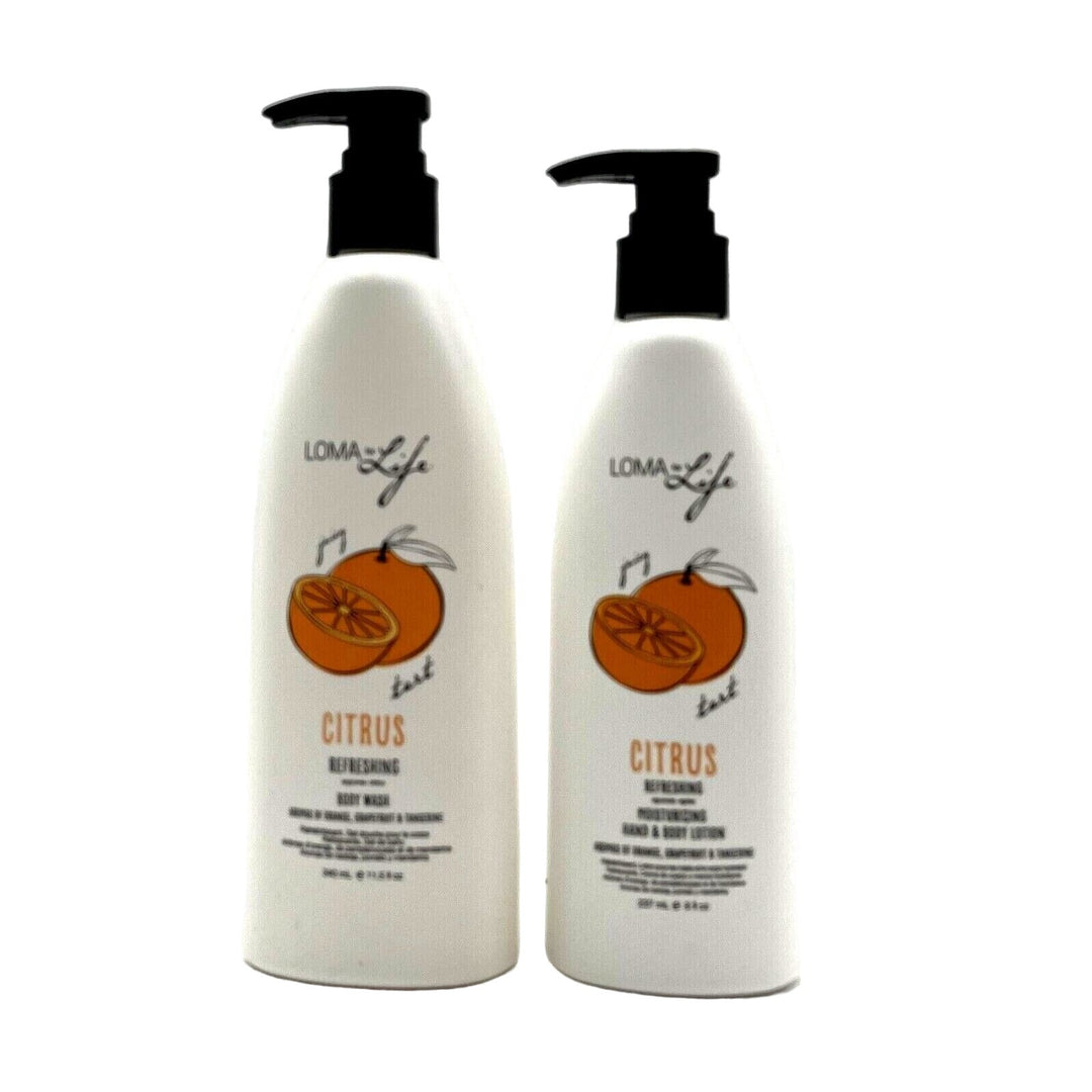 Loma For Life Citrus Body Refreshing Body Wash 11.5 oz & Moisturizing Lotion 8 oz Duo