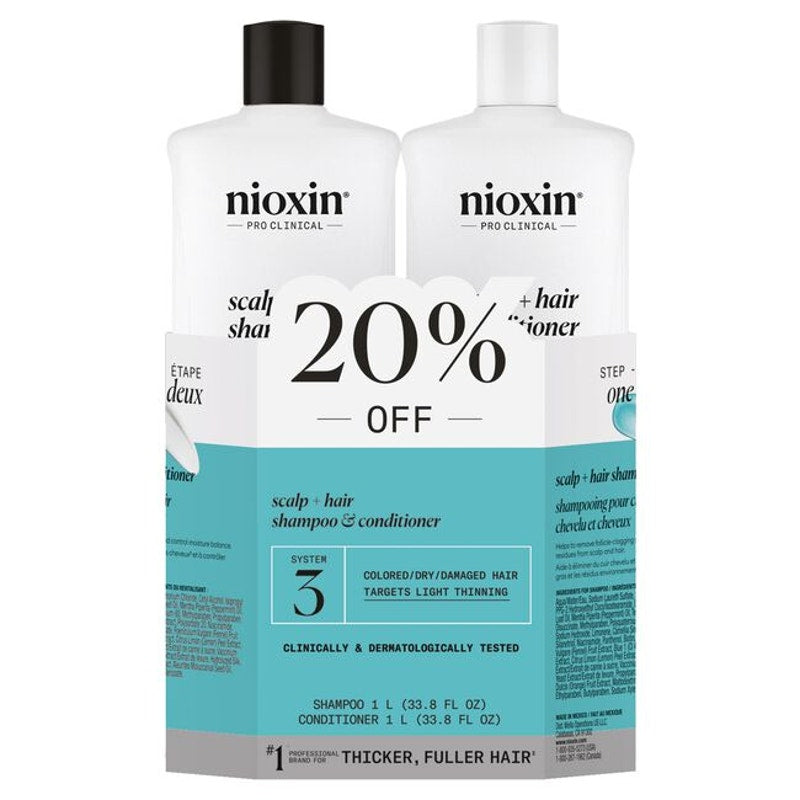 Nioxin  System 3 Cleanser & Scalp Therapy Liter Duo