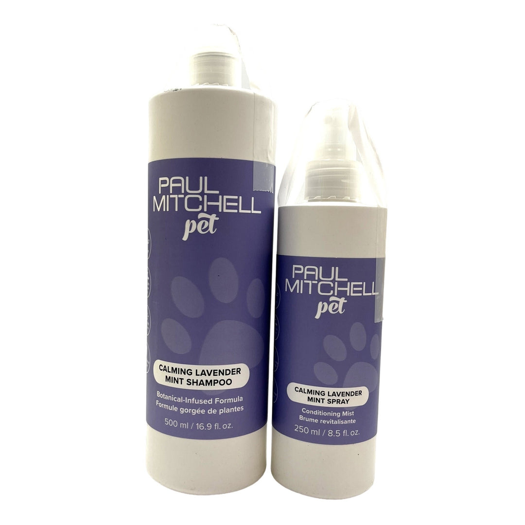 Paul Mitchell Pet Calming Lavender Mint Shampoo 16.9 fl.oz & Spray 8.5 fl.oz Duo