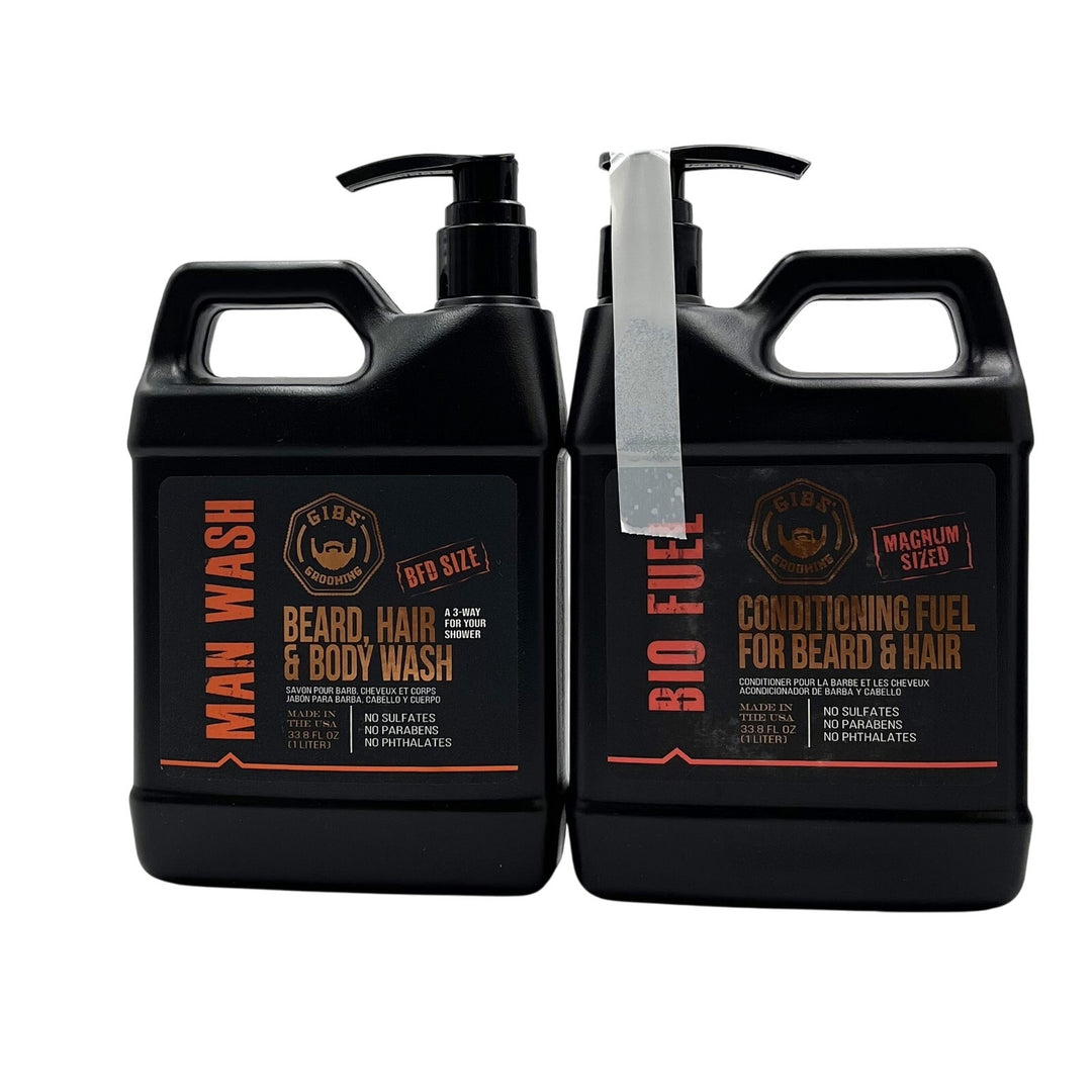 GIBS Man Wash BHB(Beard Hair Body) & Bio Fuel Conditioner 33.8 fl.oz