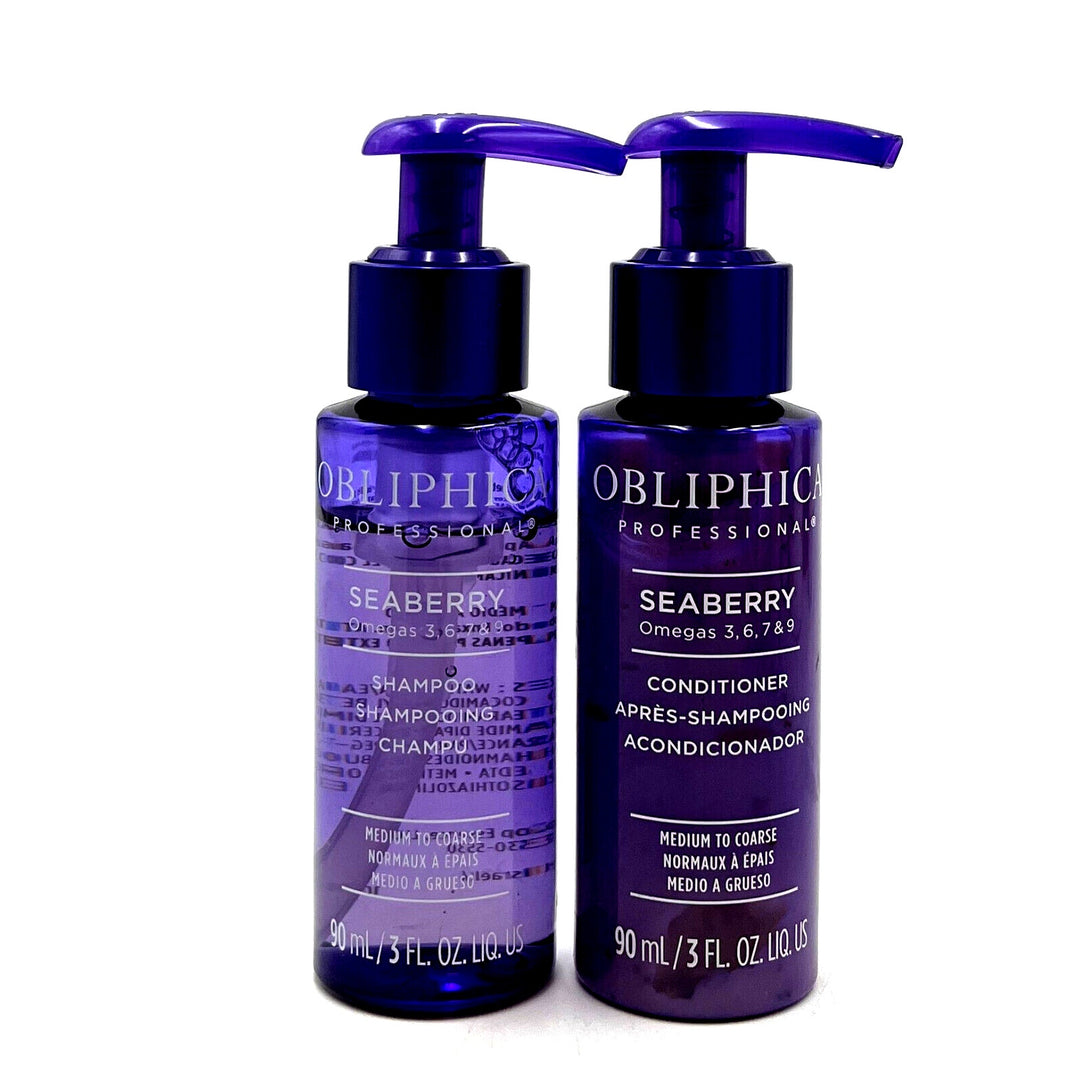 Obliphica Seaberry Shampoo & Conditioner - Medium To Coarse Hair 3 oz Duo