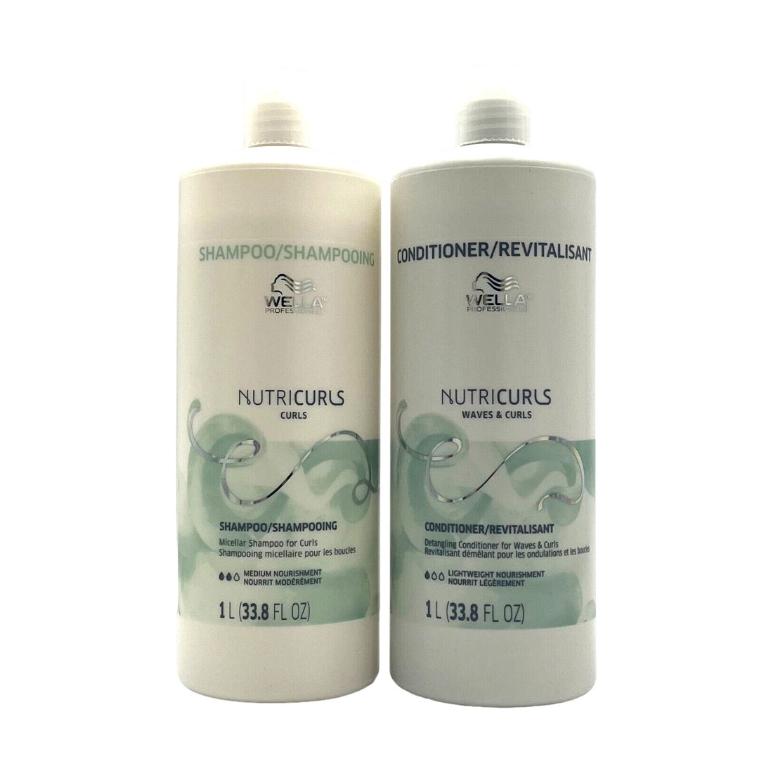 Wella NutriCurls Curls Micellar Shampoo & Detangling Conditioner 33.8 oz Duo