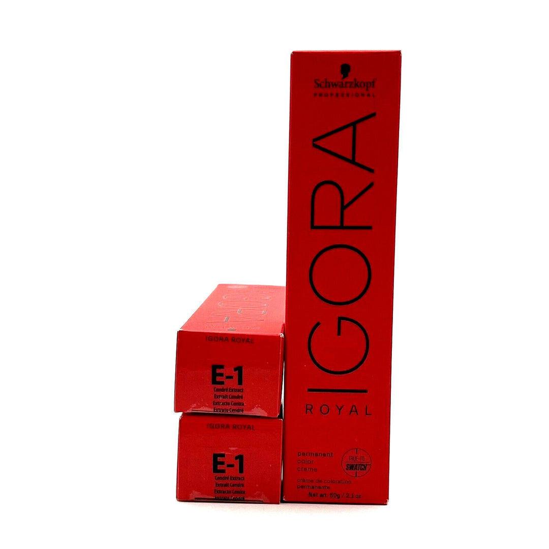 Schwarzkopf Igora Royal Permanent Color Creme E-1 Extrait Cendre 2.1 oz-2 Pack