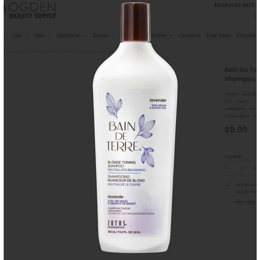 Bain De Terre Lavender Toning Shampoo 13.5oz
