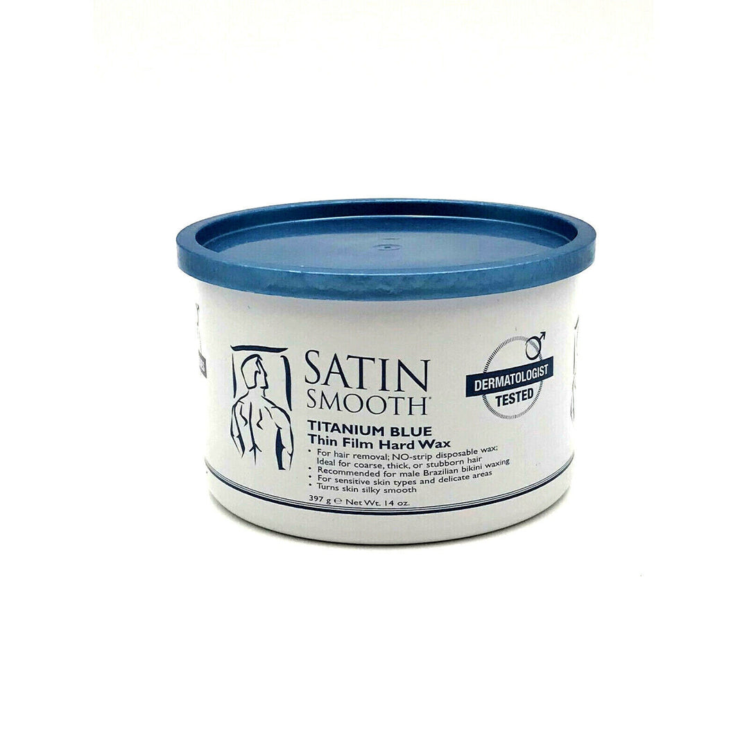 Satin Smooth Titanium Blue Thin Film Hard Wax For Thick & Stubborn Hair 14 oz