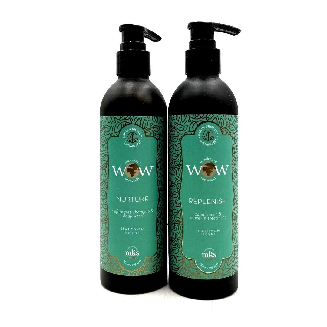 MKS Eco Wow Nature Shampoo/Body Wash & Replenish Conditioner/Leave In 10 oz Duo