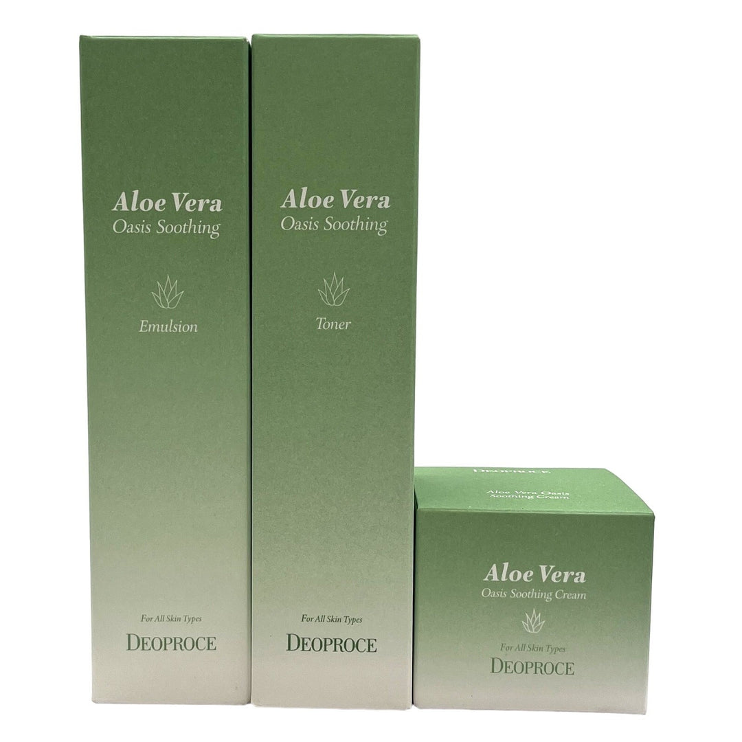 Deoproce Aloe Vera Oasis Soothing Cream Toner Elmusion Trio Set