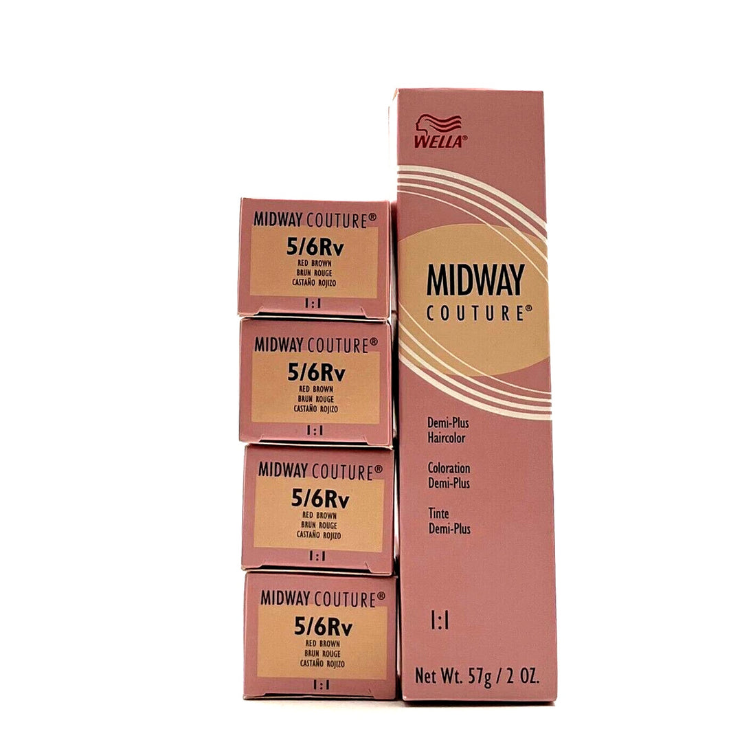 Wella Midway Couture Demi-Plus Haircolor 5/6Rv Red Brown 2 oz-4 Pack