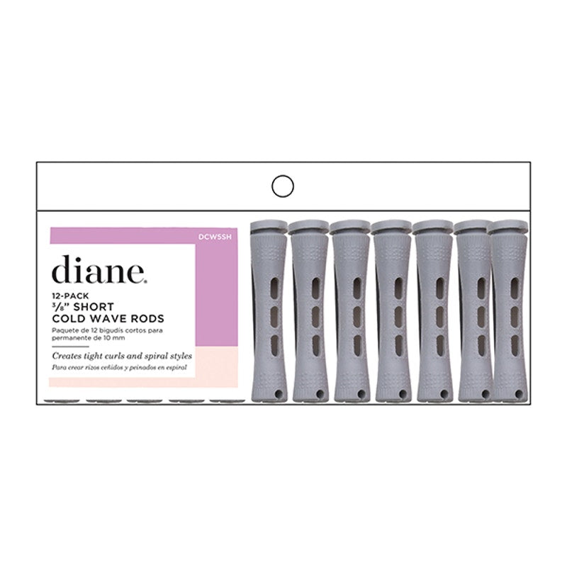 2XDiane Cold Wave Perm Rods, 12 Pack-E) Short Grey 3/8"