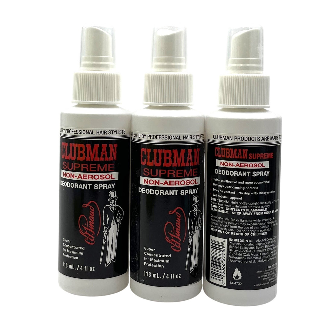 Clubman Supreme Non Aerosol Deodorant Spray 4 fl.oz-3 Pack