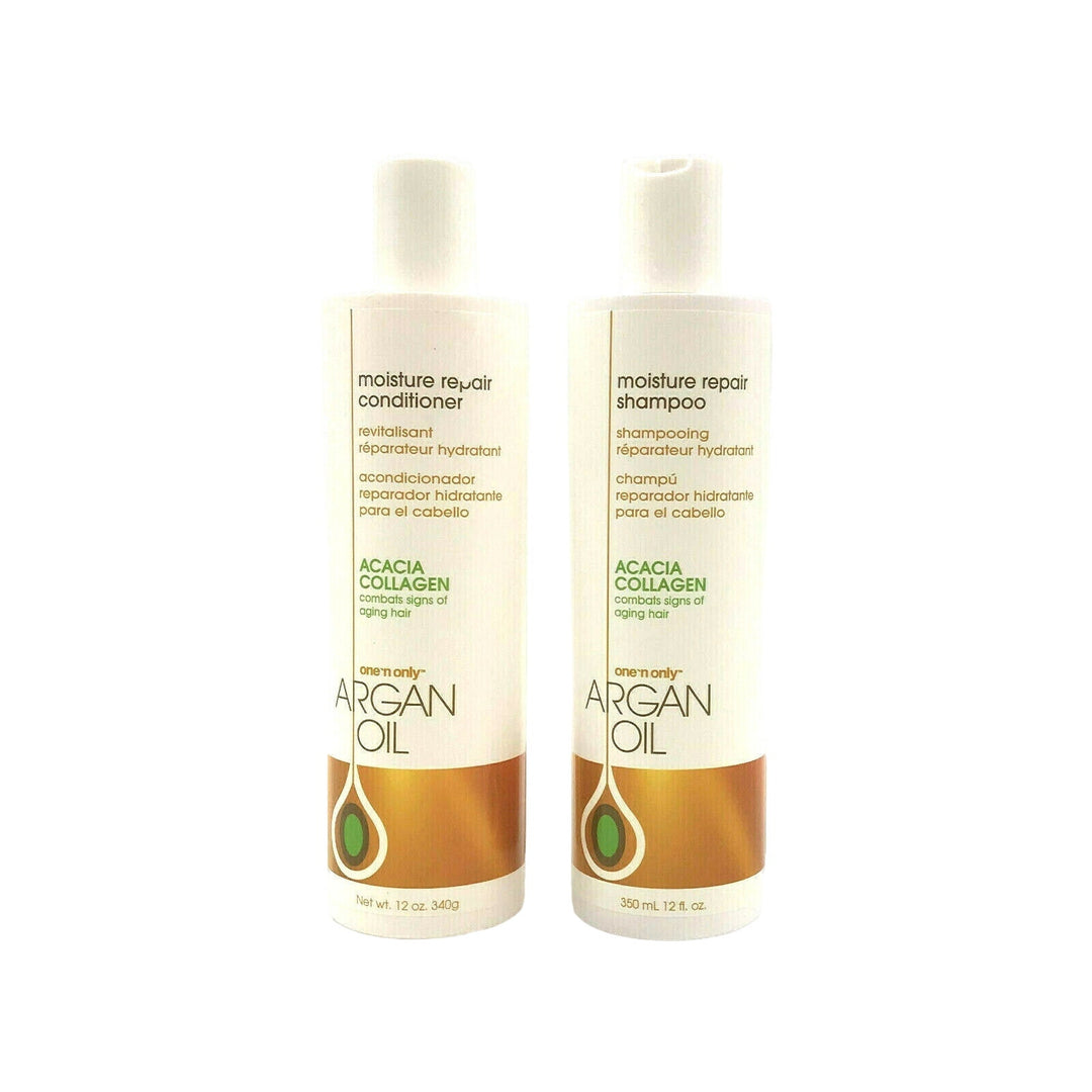 One N Only Argan Oil Moisture Repair Shampoo & Conditioner Acacia Collagen 12 oz