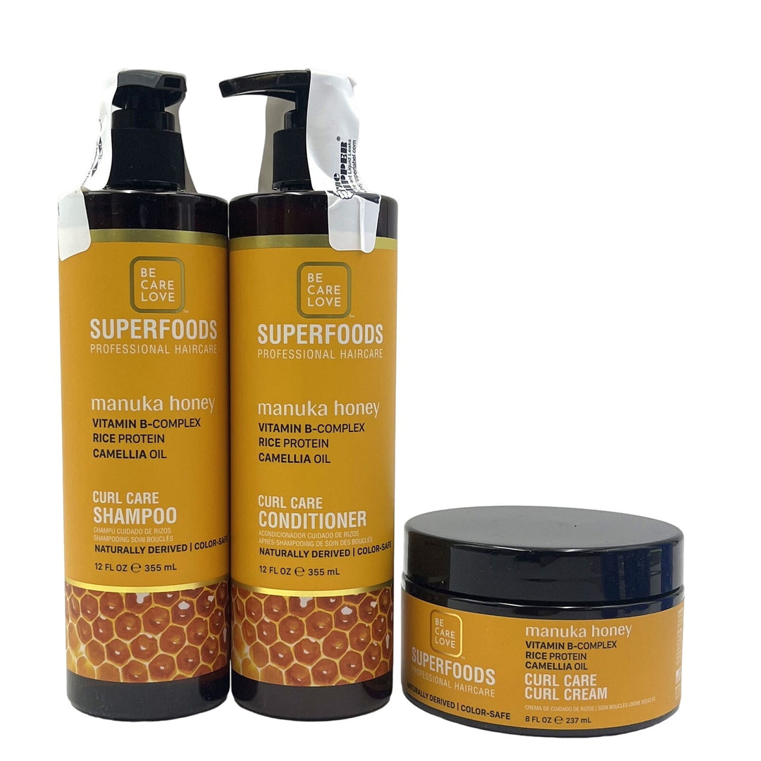 Be Care Love Manuka Honey Curl Shampoo  Conditioner  Cream Trio