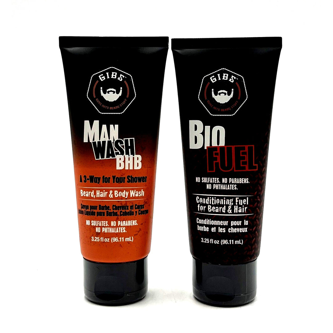 GIBS Man Wash BHB 3 Way Shower & Bio Fuel Conditioner 3.25 oz Duo