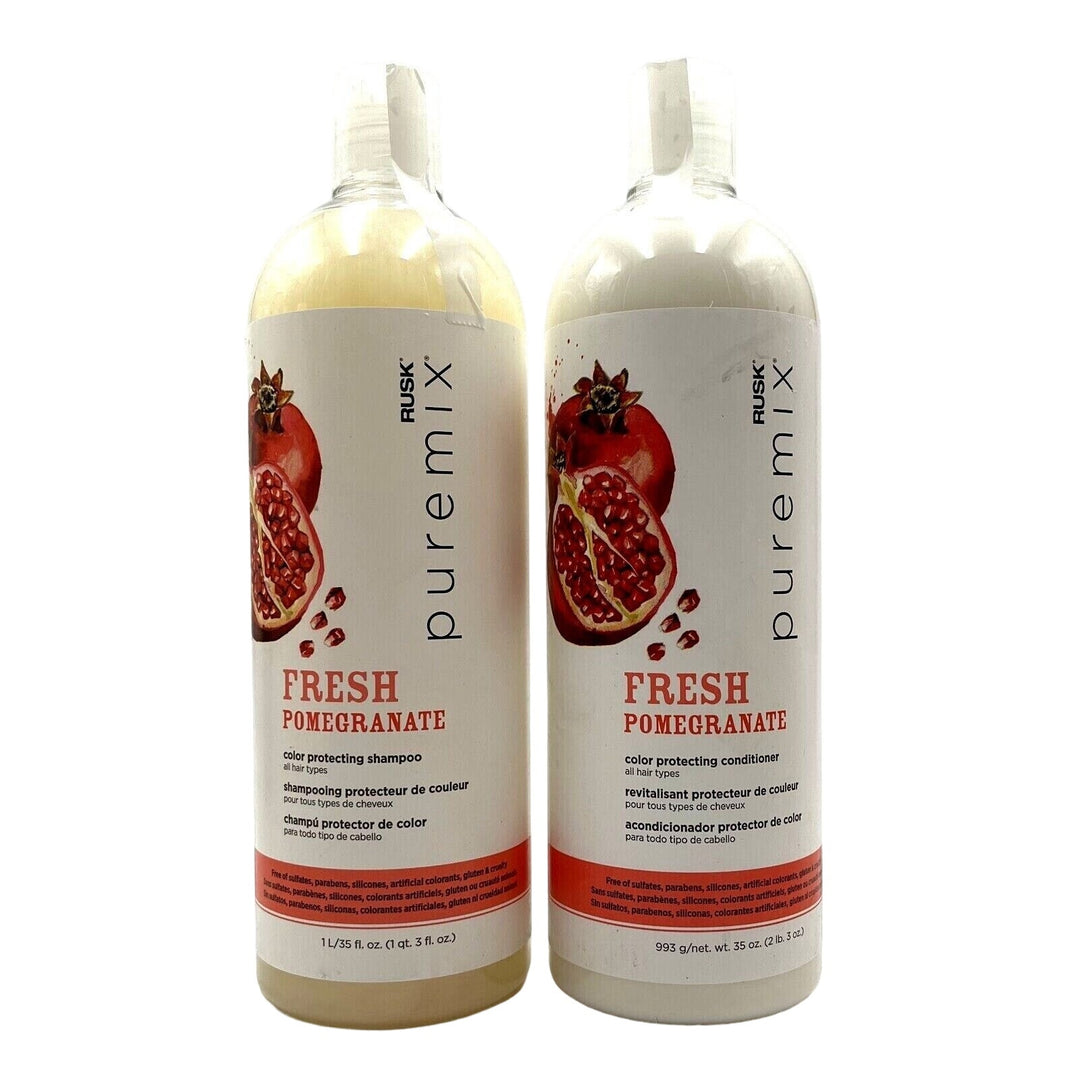 Rusk Puremix Fresh Pomegranate Color Protecting Shampoo & Conditioner 35 oz Duo