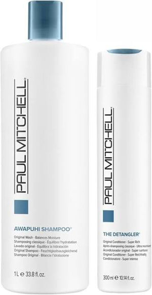 Paul Mitchell Awapuhi Shampoo 33.8 oz & The Detangler 10.14 oz Duo