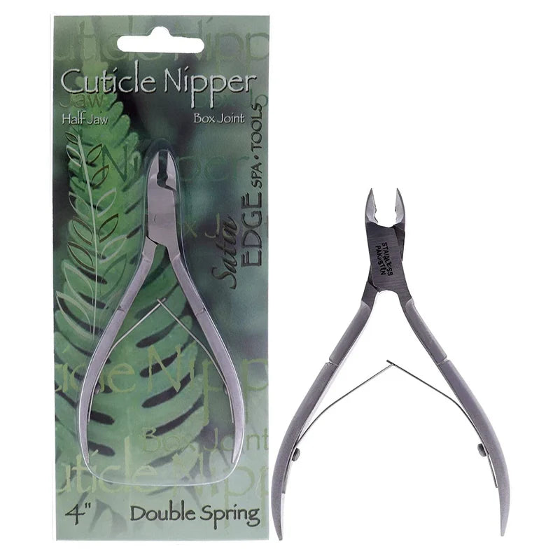 Satin Edge Cuticle Nipper 4" Double Spring Half Jaw with Comfort Grip