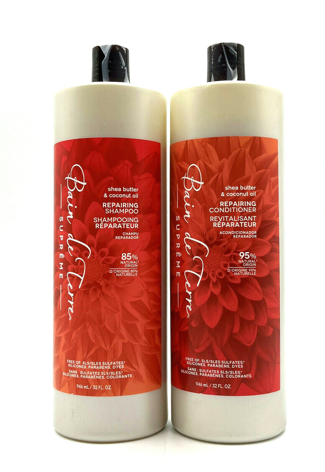 Bain De Terre Repairing Shampoo & Conditioner Shea Butter/Coconut Oil 32 oz Duo