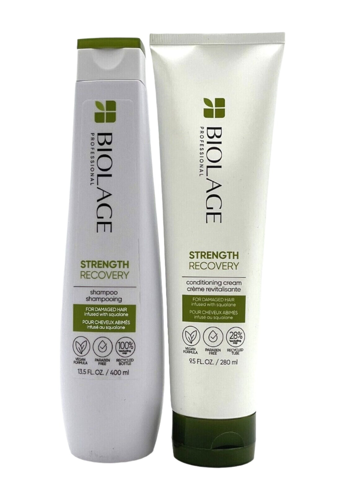 Biolage Strength Recovery Shampoo 13.5 oz & Conditioning Cream - Damaged 9.5 oz Duo