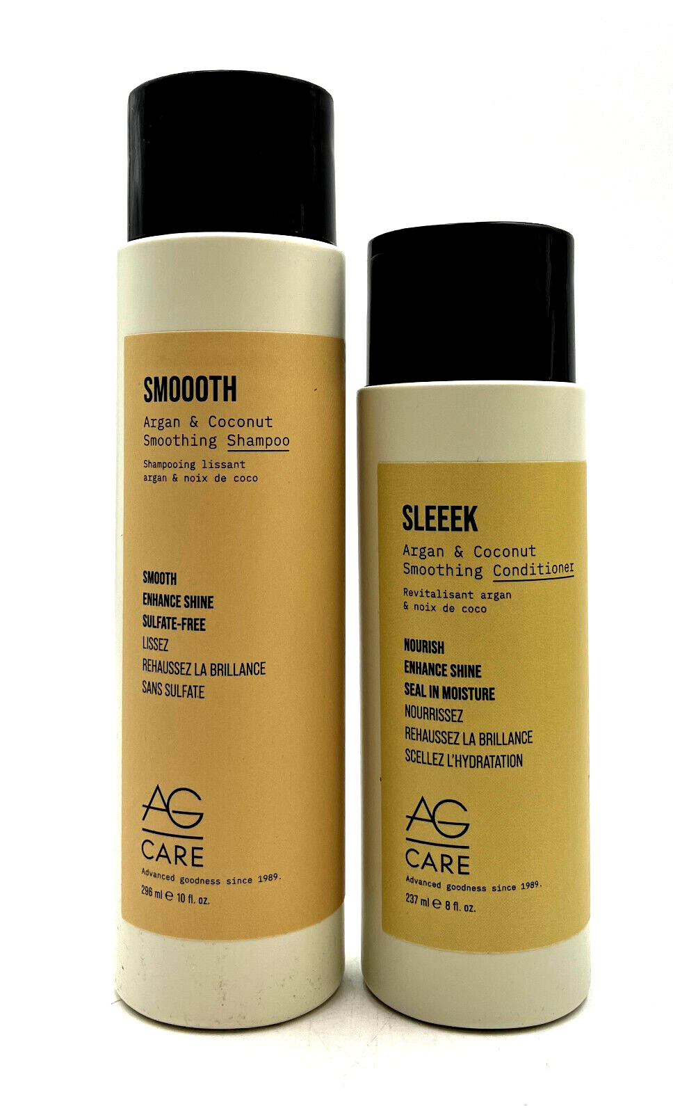 AG Care Smooth & Sleek Argan & Coconut Smoothing Shampoo 10 oz & Conditioner 8 oz Duo