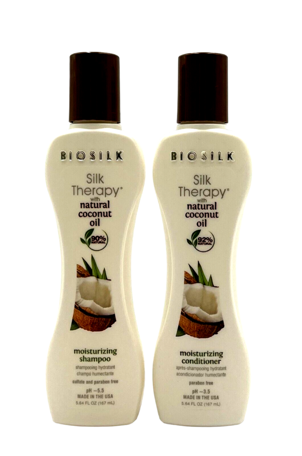 Biosilk Natural Coconut Oil Moisturizing Shampoo & Conditioner 5.64 oz Duo