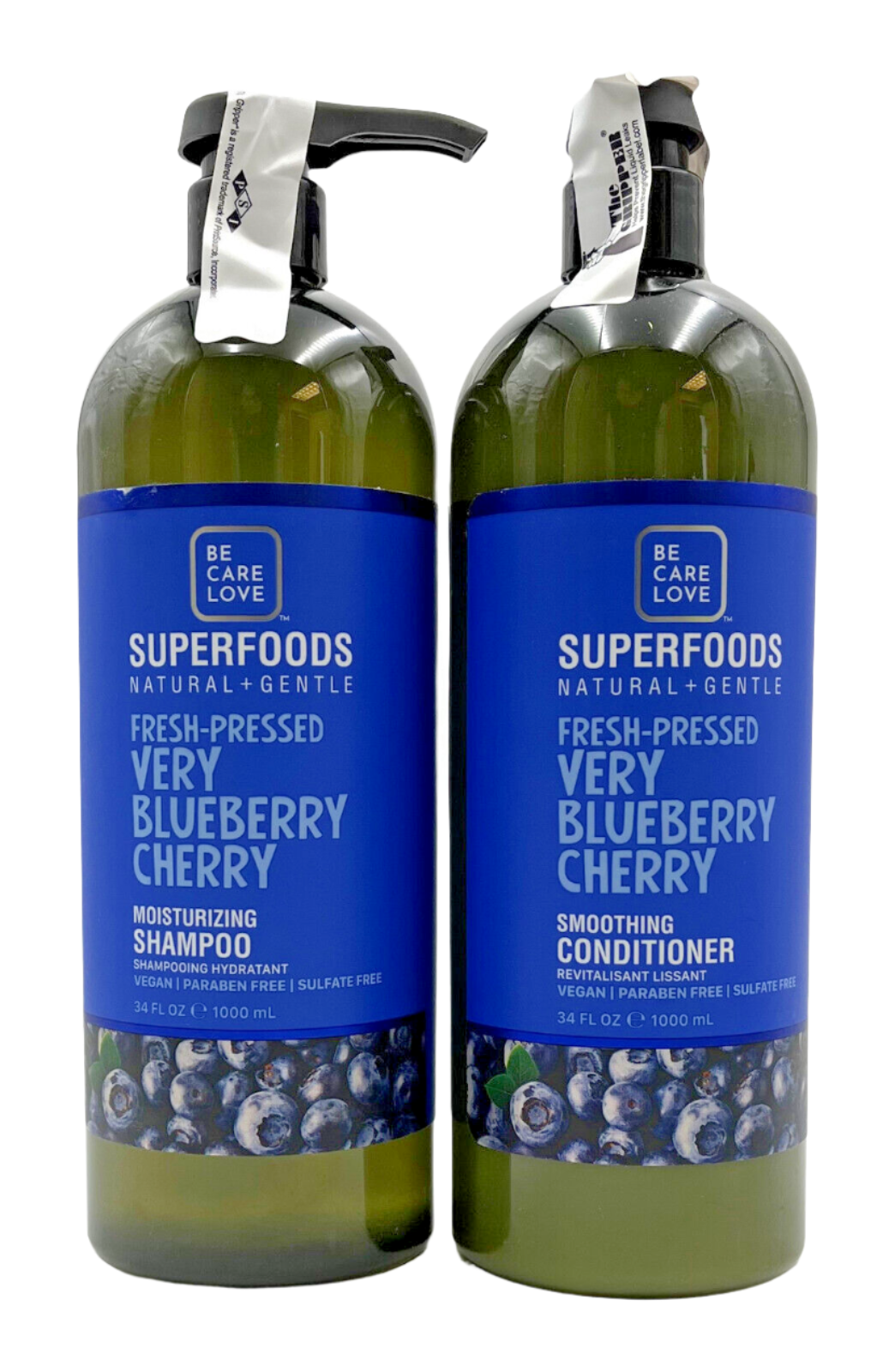 Be Care Love Superfoods Very Blueberry Cherry Shampoo & Conditioner 34 oz Duo