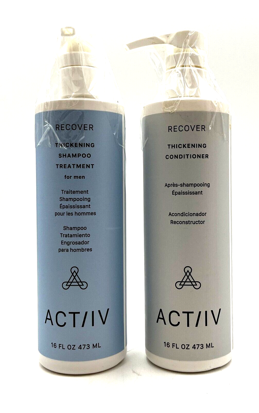 ACTiiv Recover Thickening Shampoo Treatment For Men & Conditioner 16 oz Duo-New