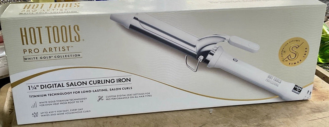 Hot Tools White Gold Collection 1 1/4" Digital Salon Curling Iron