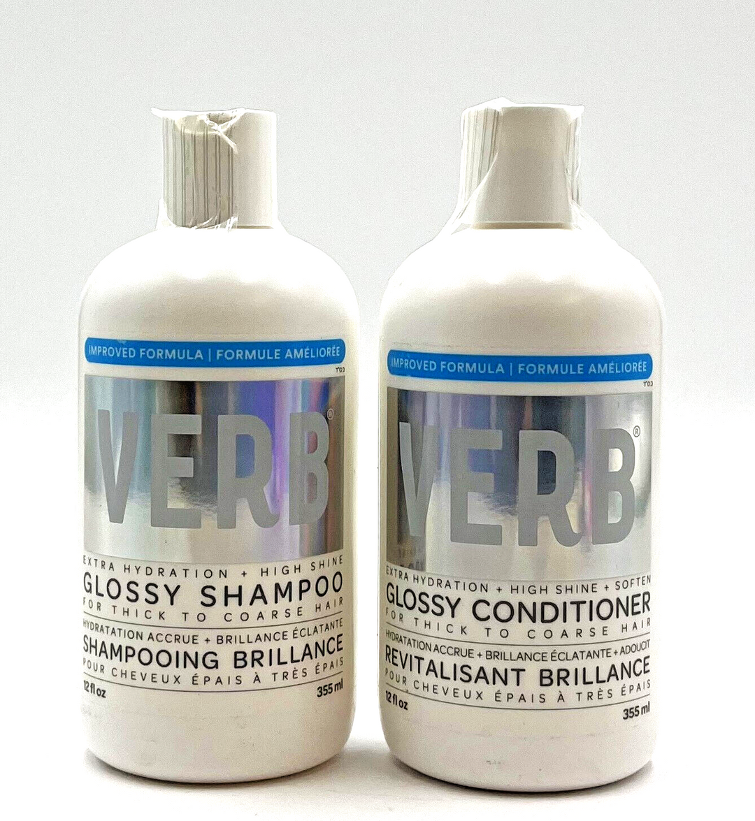 Verb Glossy Shampoo & Conditioner Duo – Adds Shine to Dull, Damaged Hair – Free