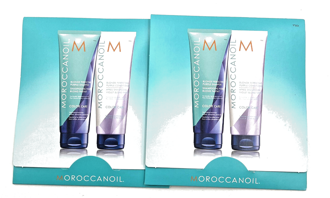 Moroccanoil Blonde Perfecting Purple Shampoo & Conditioner Sample .35 oz-2 Pack