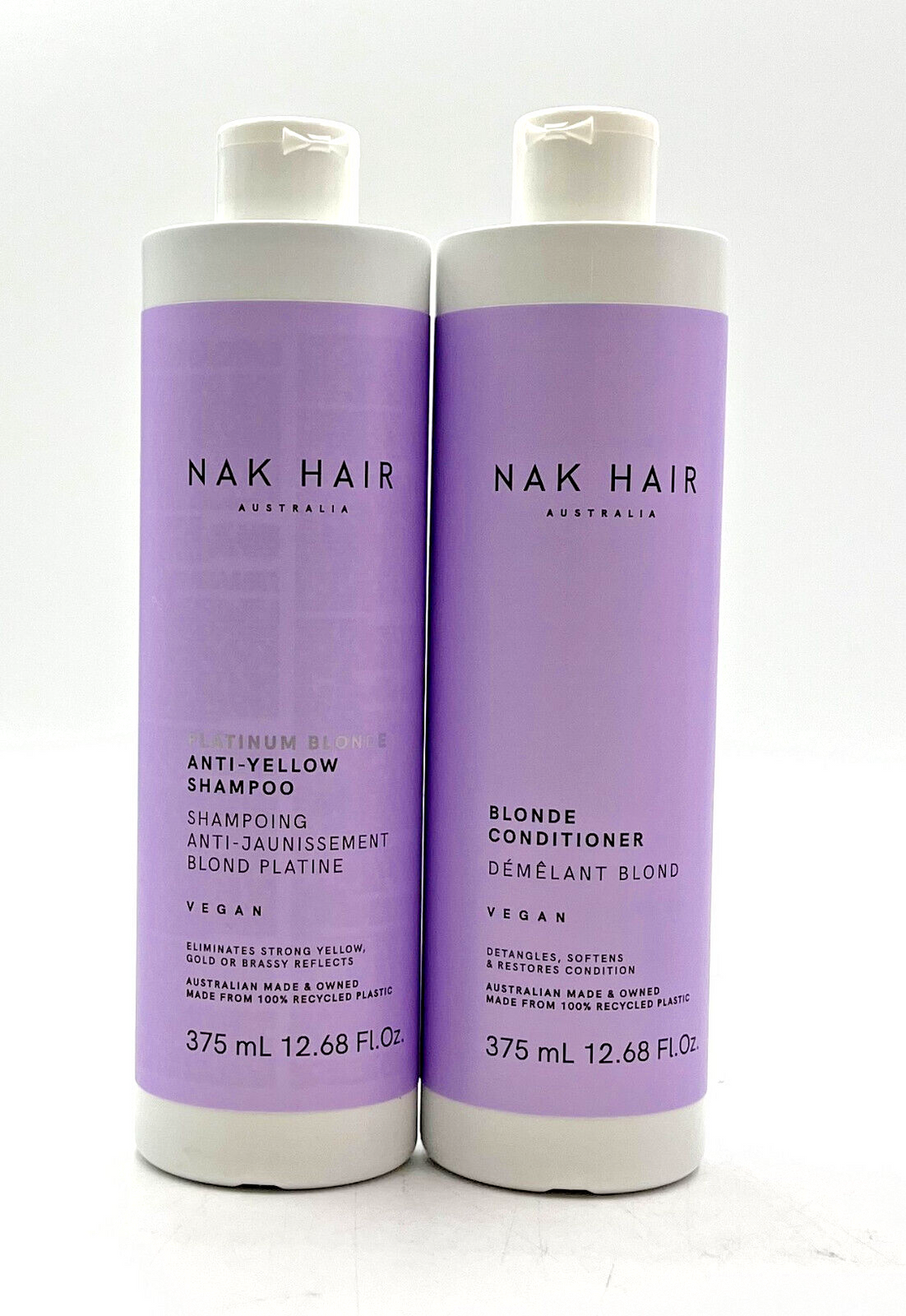 Nak Hair Platinum Blonde Anti-Yellow Shampoo & Conditioner 12.68 oz Duo