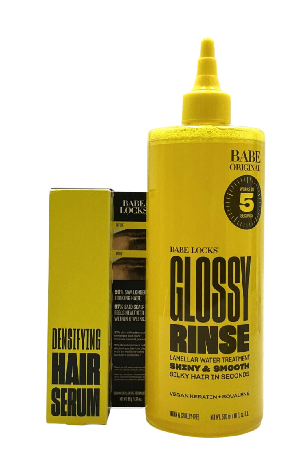 Babe Locks Glossy Rinse Lamella Water Treatment 16 oz & Densifying Serum 1.76 oz Duo