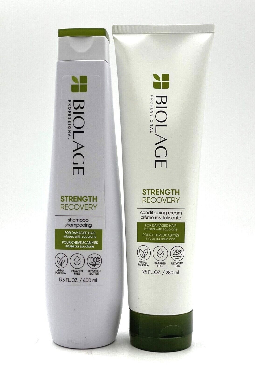 Biolage Strength Recovery Shampoo 13.5 oz & Conditioning Cream/Damaged 9.5 oz