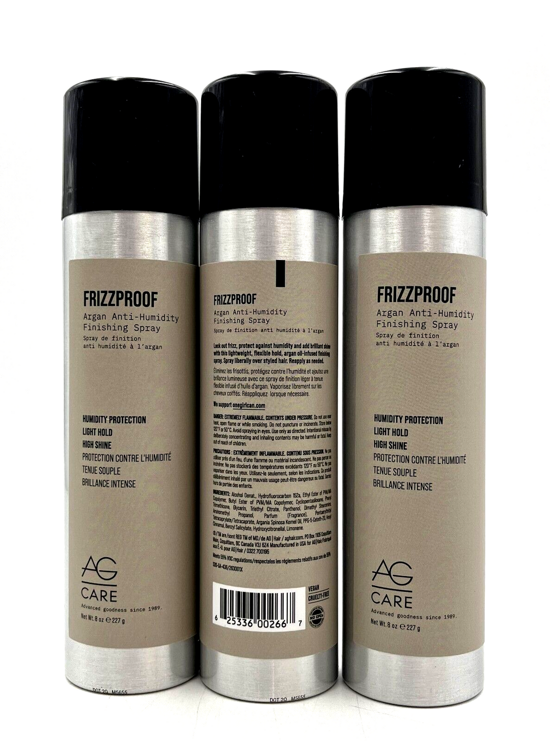 AG Care FrizzProof Argan Anti-Humidity Finishing Spray 8 oz-3 Pack