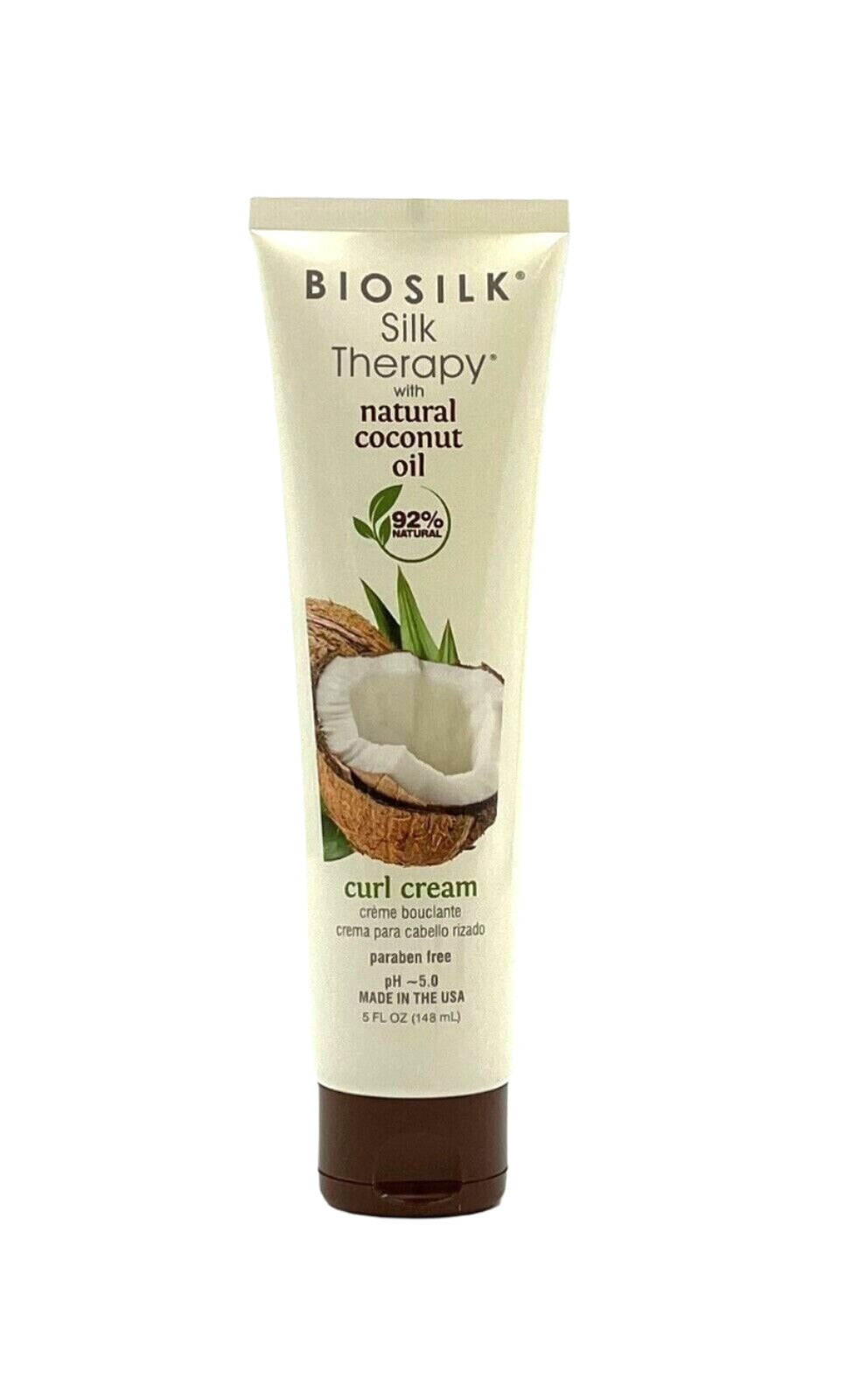 Biosilk Silk Therapy Natural Coconut Oil Curl Cream 92% Natural 5 oz