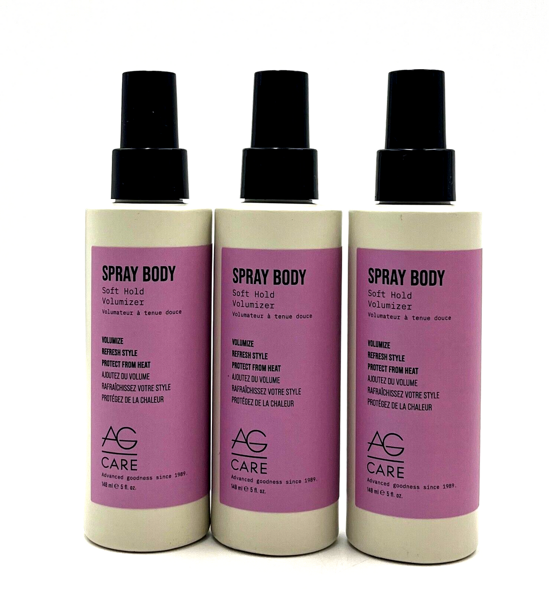 AG Care Spray Body Soft Hold Volumize Refresh Style Protect From Heat 5 oz-3 Pack