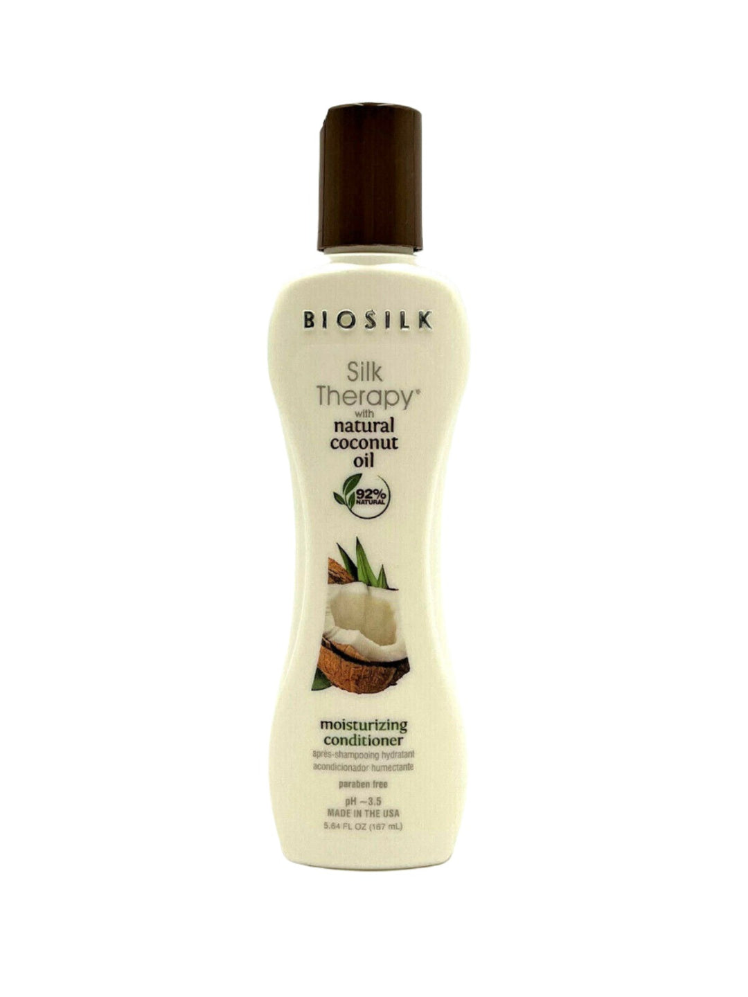 Biosilk Natural Coconut Oil Moisturizing Conditioner 92% Natural 5.64 oz