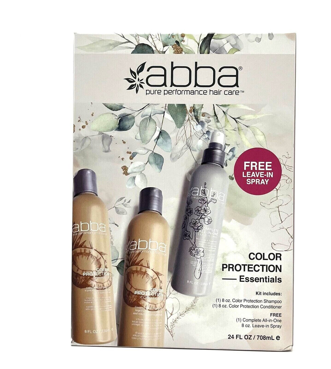 Abba Hair Color Protection Essential Holiday Gift Kit (Shampoo, Conditioner, Spray)