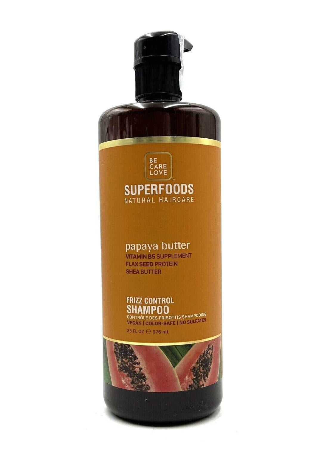 Be Care Love Superfoods  Papaya Butter Frizz Control Shampoo 33 oz