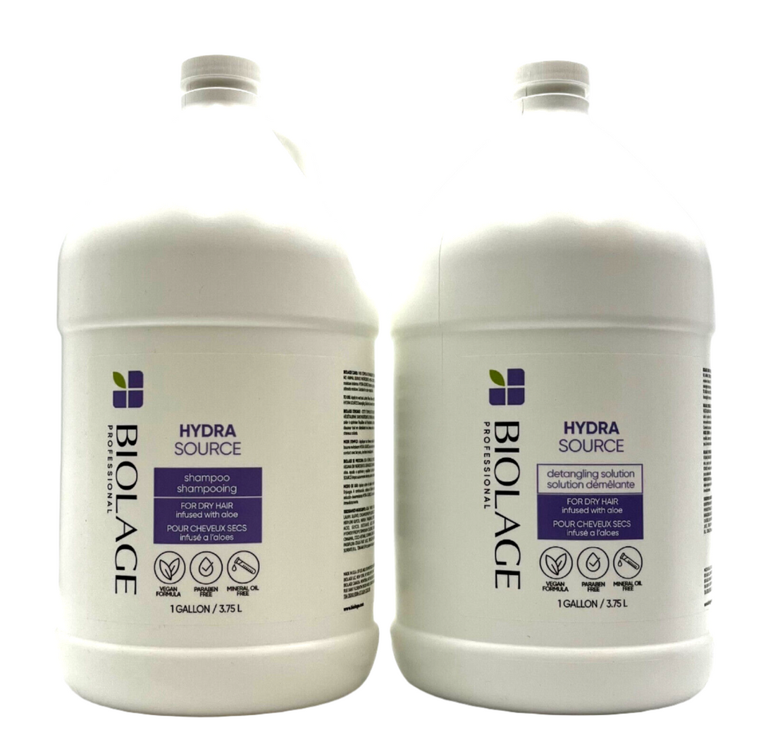 Biolage Hydrasource Shampoo & Detangling Solution Gallon 128 oz Duo