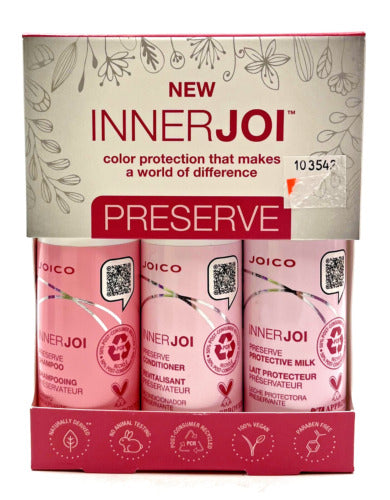 Joico InnerJoi Color Protection Preserve Shampoo/Conditioner/Milk 1.7 oz Each)