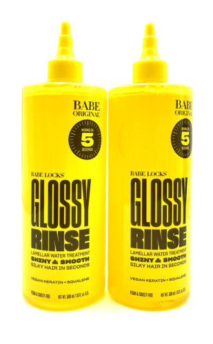 Babe Locks Glossy Rinse Lamella Water Treatment Shiny & Smooth 16 oz-2 Pack