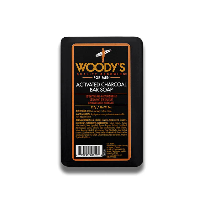 Woodys Charcoal Bar Soap 227g-4 Pack